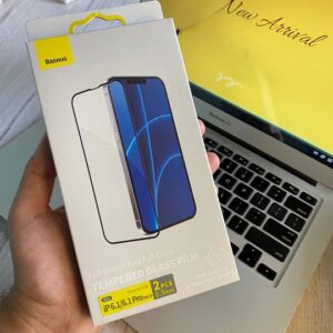iPhone 13 Series Baseus Pack of 2 pcs Edge to edge Porcelain Crystal Tempered Glass protector Black Edges with applying kit